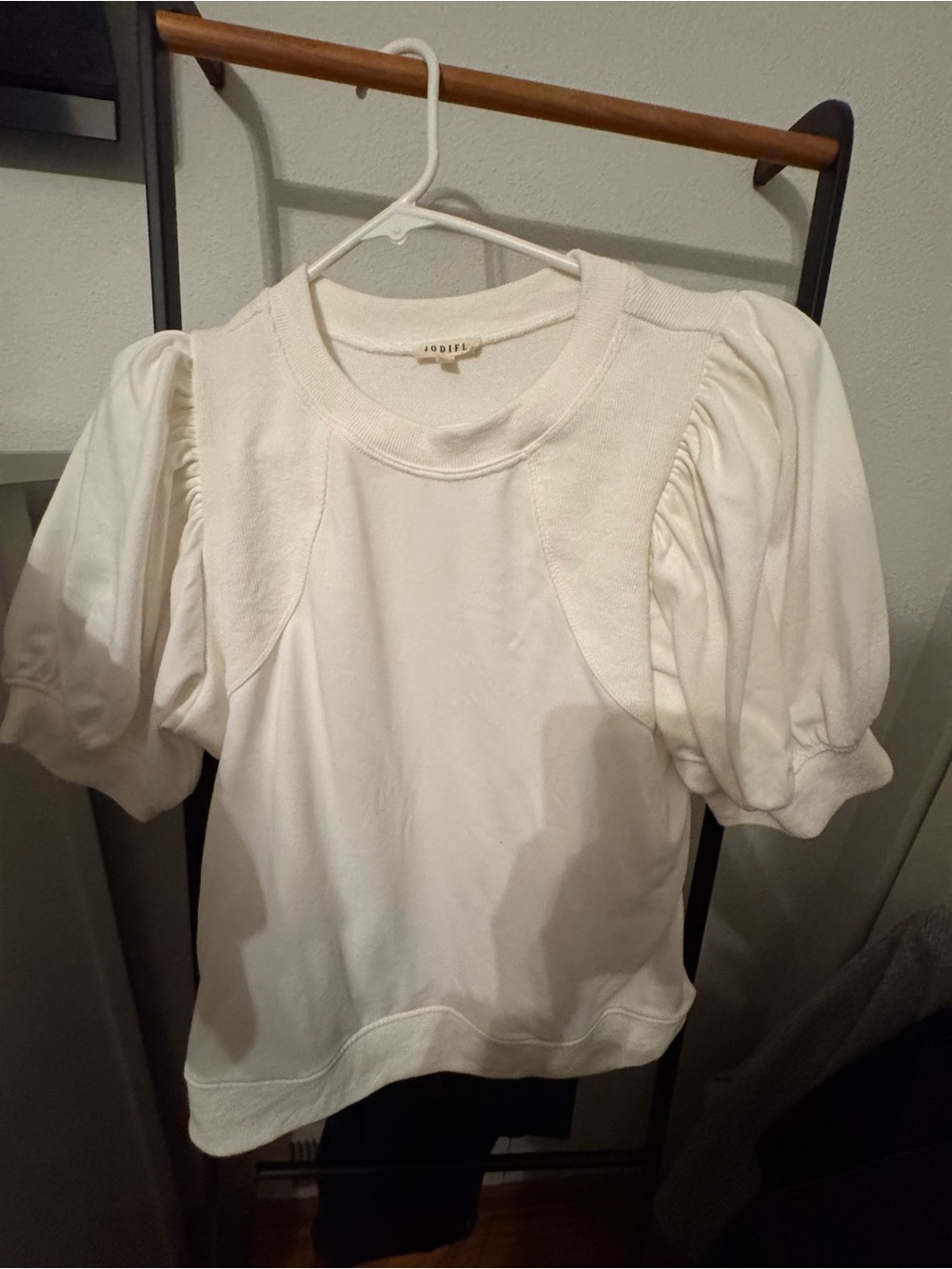 JODIFL White Puff Sleeve Sweatshirt